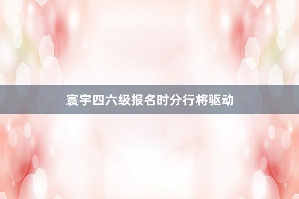 寰宇四六级报名时分行将驱动
